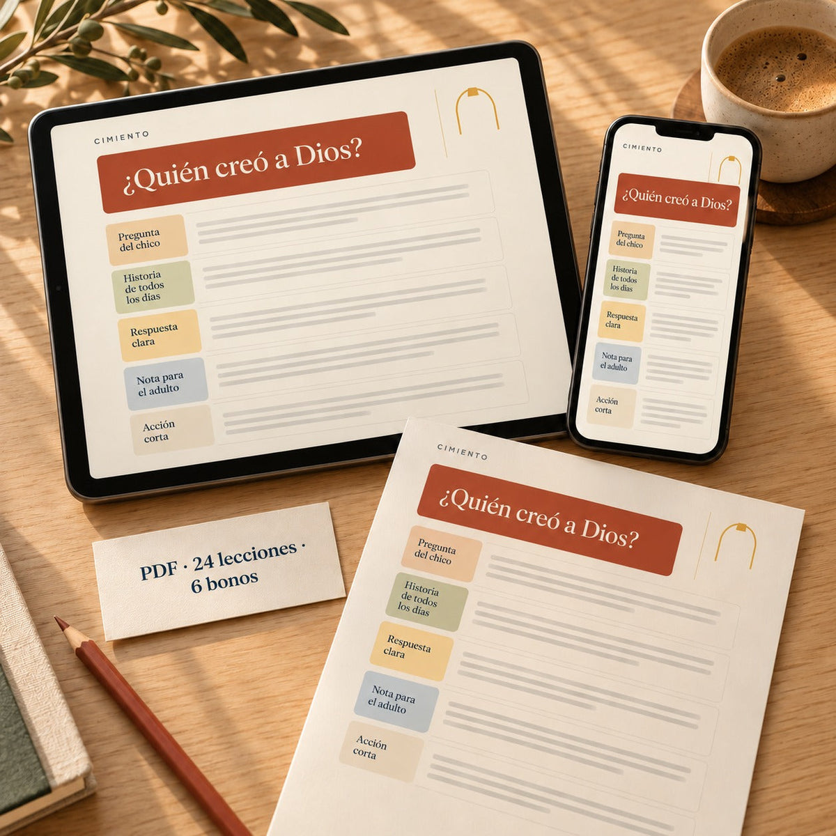 Lecciones en PDF para tablet, celular o papel